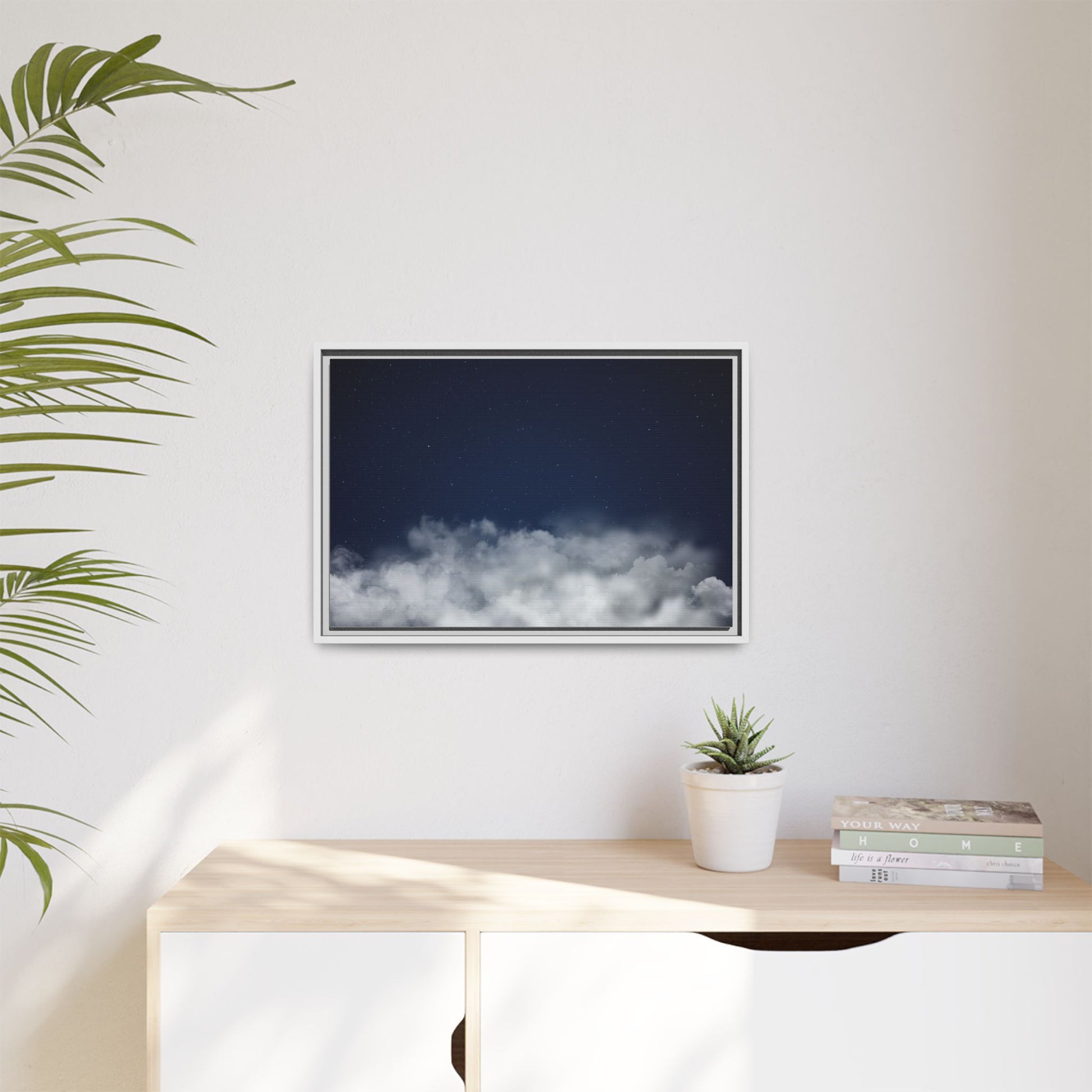 Night Sky Clouds Matte Canvas Framed | Starry Wall Art - TRV