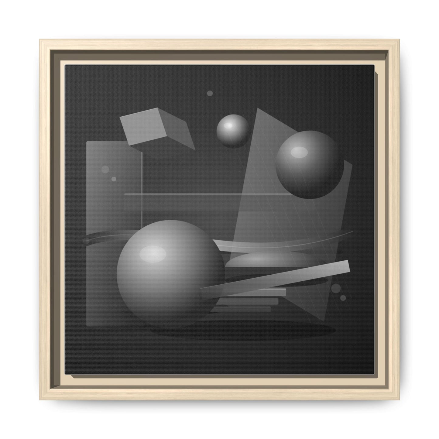 Monochrome Geometric Spheres Canvas Framed Wall Art | Matte Print
