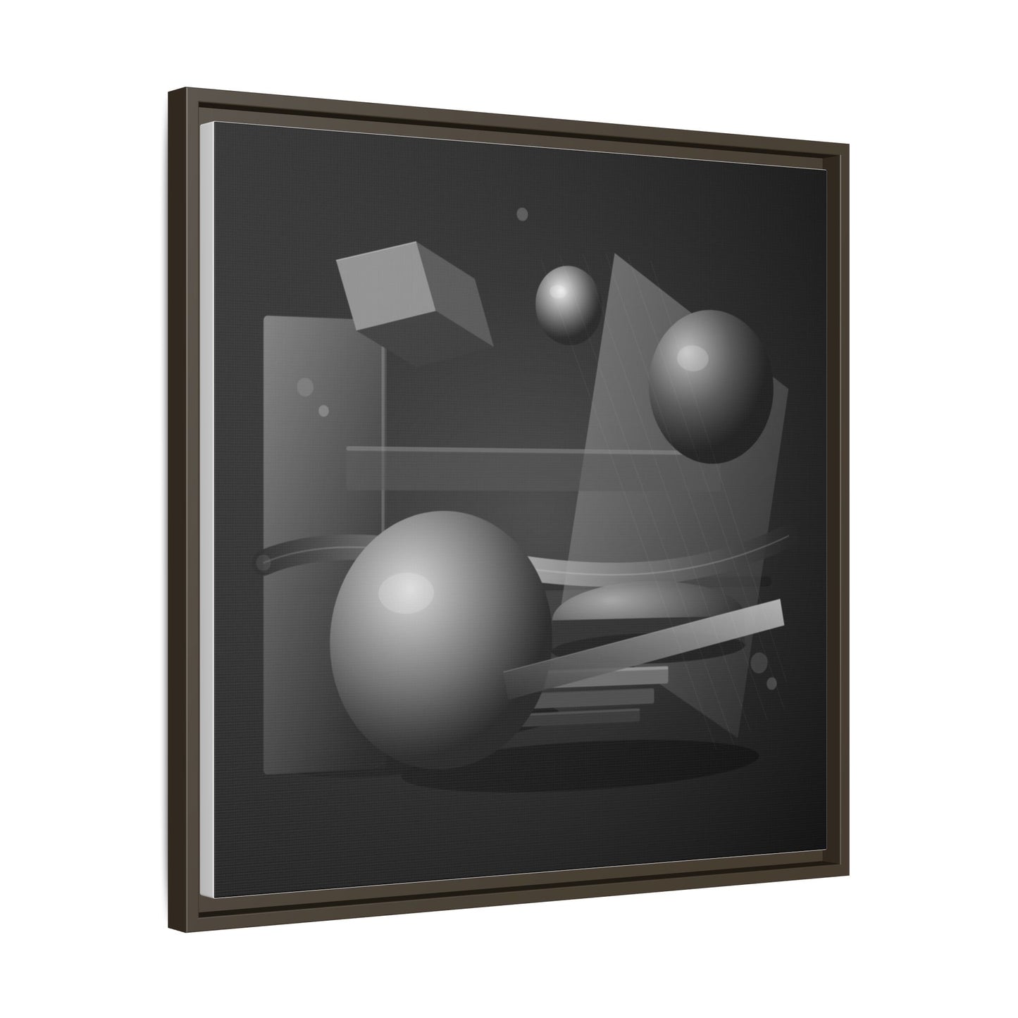 Monochrome Geometric Spheres Canvas Framed Wall Art | Matte Print