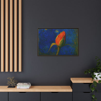 Red Rose Bud Painting Canvas Framed | Matte Wall Art - TRV