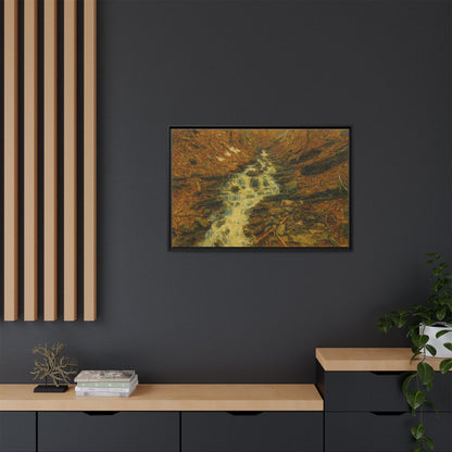 Serene Abstract Nature Canvas Art, Framed Wall Decor, Rustic Home Accent, Earthy Tone Artwork, Tranquil River Scene - TRV