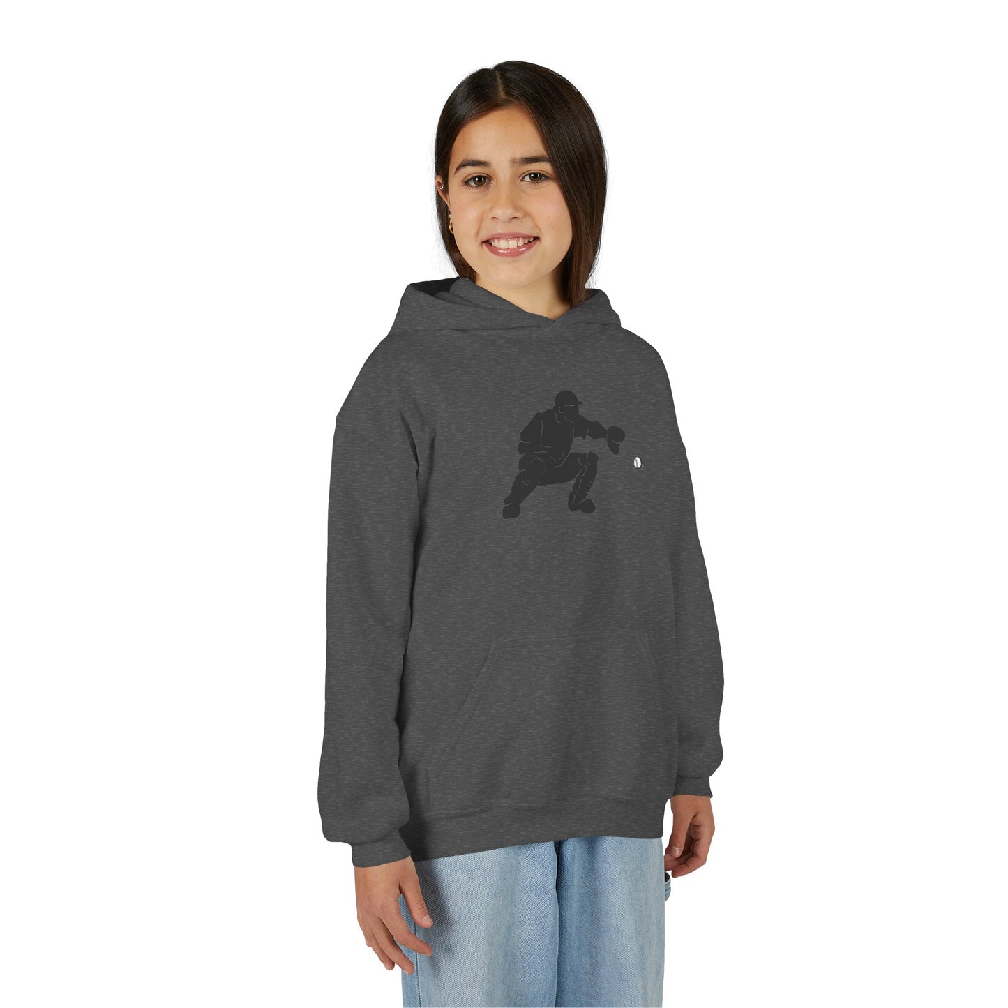Youth Baseball Catcher Hoodie, Sporty Sweatshirt for Kids, Perfect Gift for Young Athletes, Team Spirit Gear, Sports Event Apparel