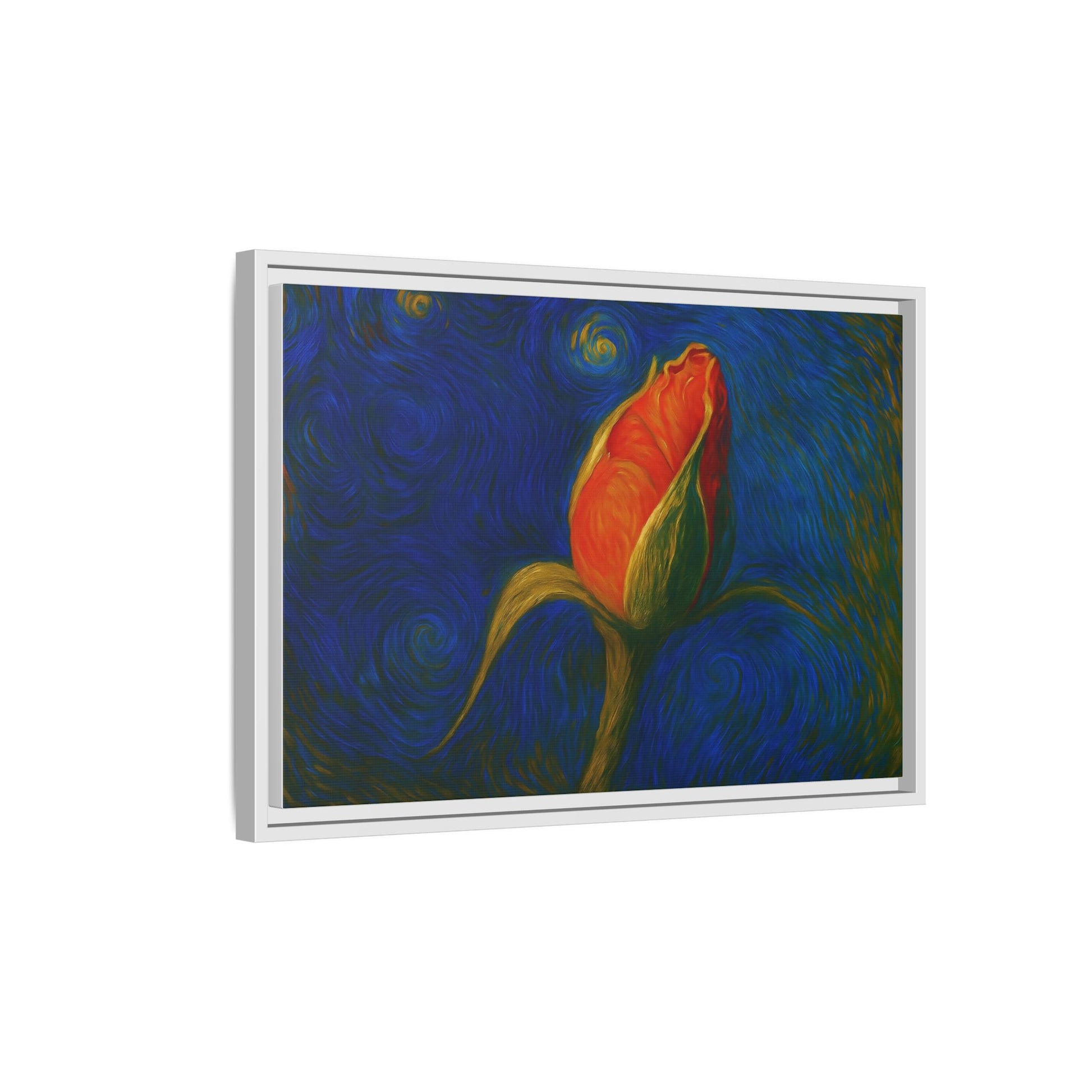 Red Rose Bud Painting Canvas Framed | Matte Wall Art - TRV