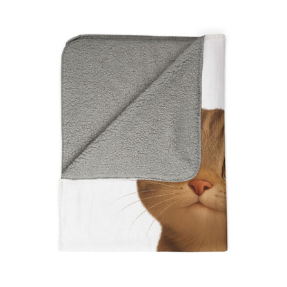 Cozy Cat Fleece Sherpa Blanket, Cute Pet Decor, Cat Lover Gift, Warm Throw Blanket, Home Essentials, Animal Lover Blanket - TRV