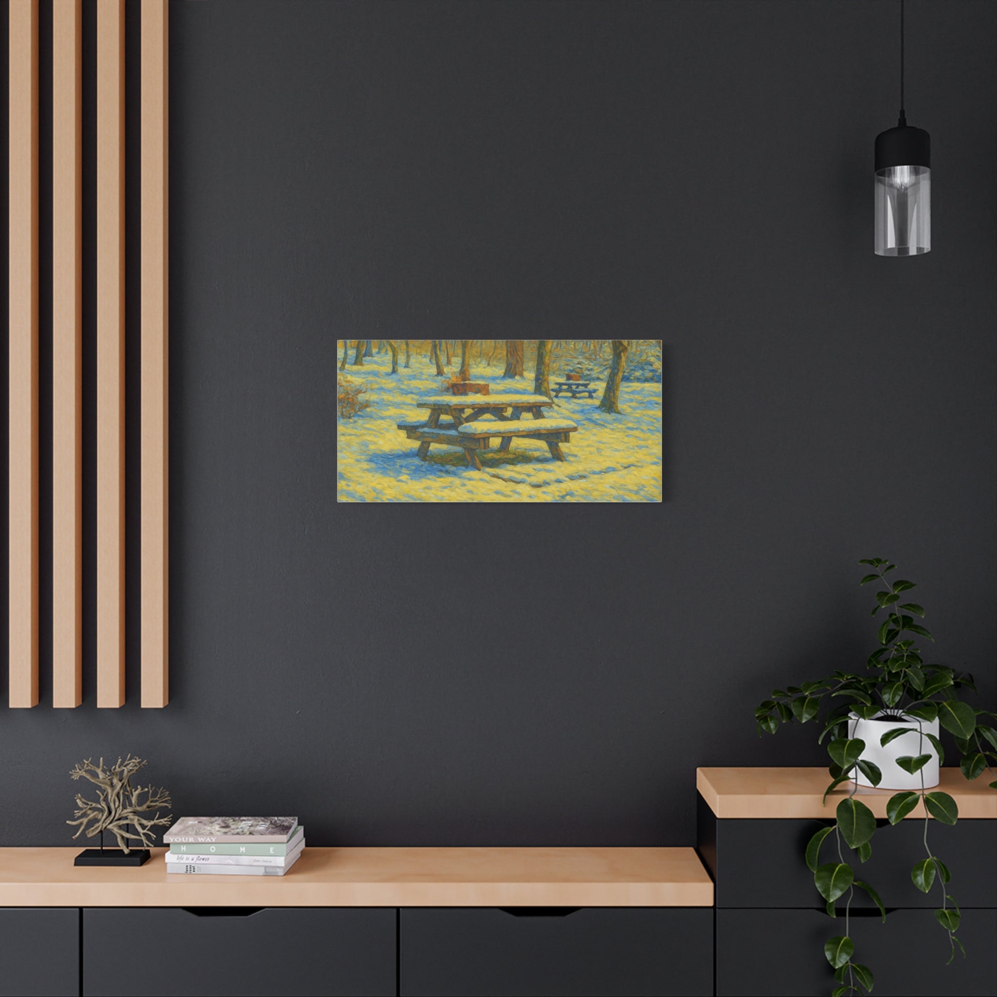 Winter Picnic Canvas Art Print, Cozy Home Decor, Seasonal Wall Art, Nature-Inspired Artwork, Perfect for Holidays - TRV