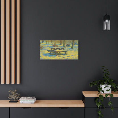 Winter Picnic Canvas Art Print, Cozy Home Decor, Seasonal Wall Art, Nature-Inspired Artwork, Perfect for Holidays - TRV