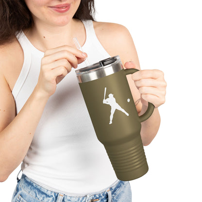 Insulated Travel Mug for Sports Lovers, 40oz Tumbler, Red Baseball Design, Perfect Gift for Fans, Outdoor Adventures, Road Trips, Tailgating