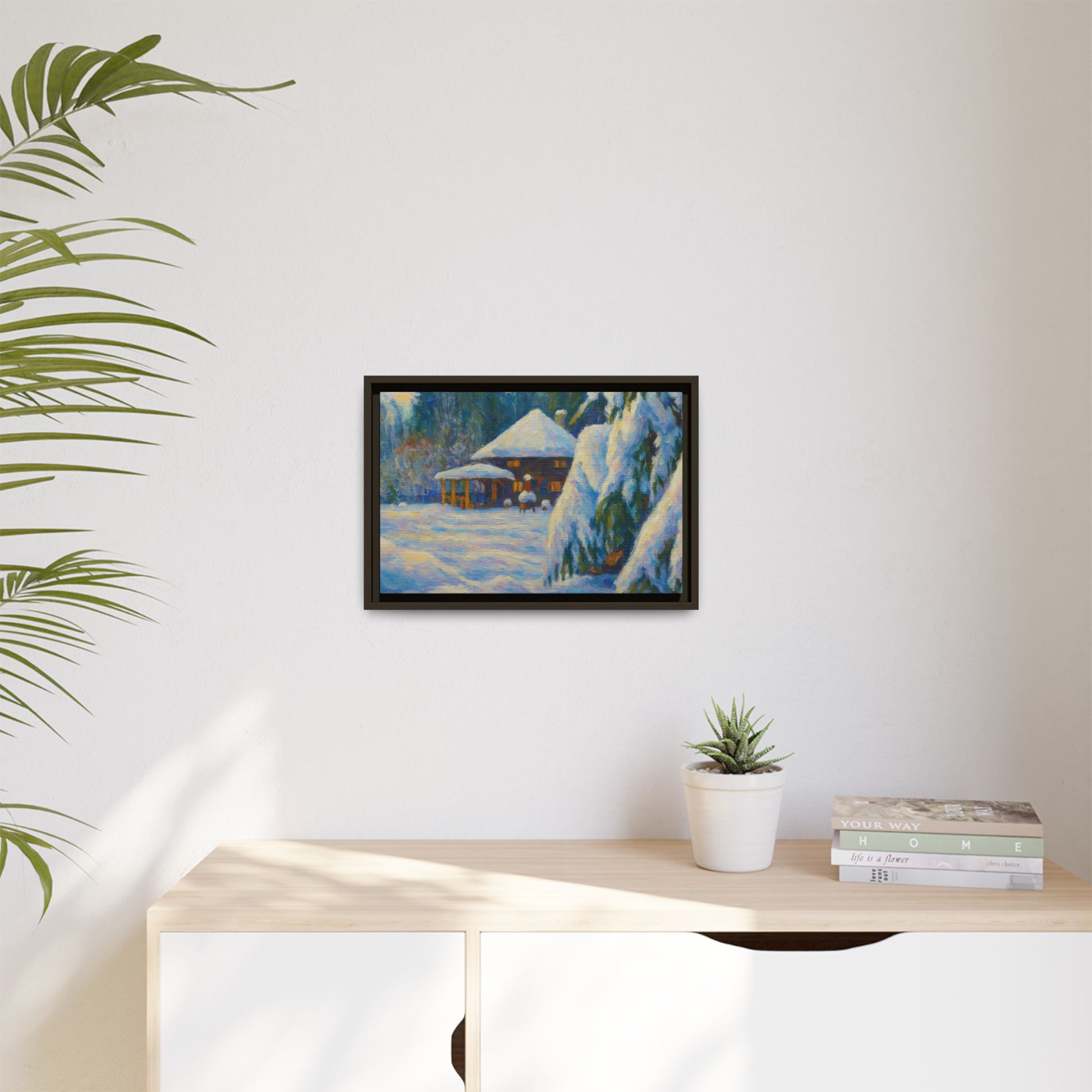 Canvas Art, Winter Scene Home Decor, Seasonal Gift for Art Lovers, Holidays Wall Art, Framed Painting, Matte Print - TRV