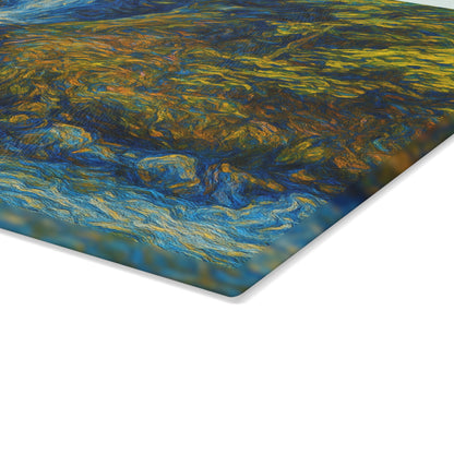 Glass Cutting Board — Tranquil Waterfall Art Print