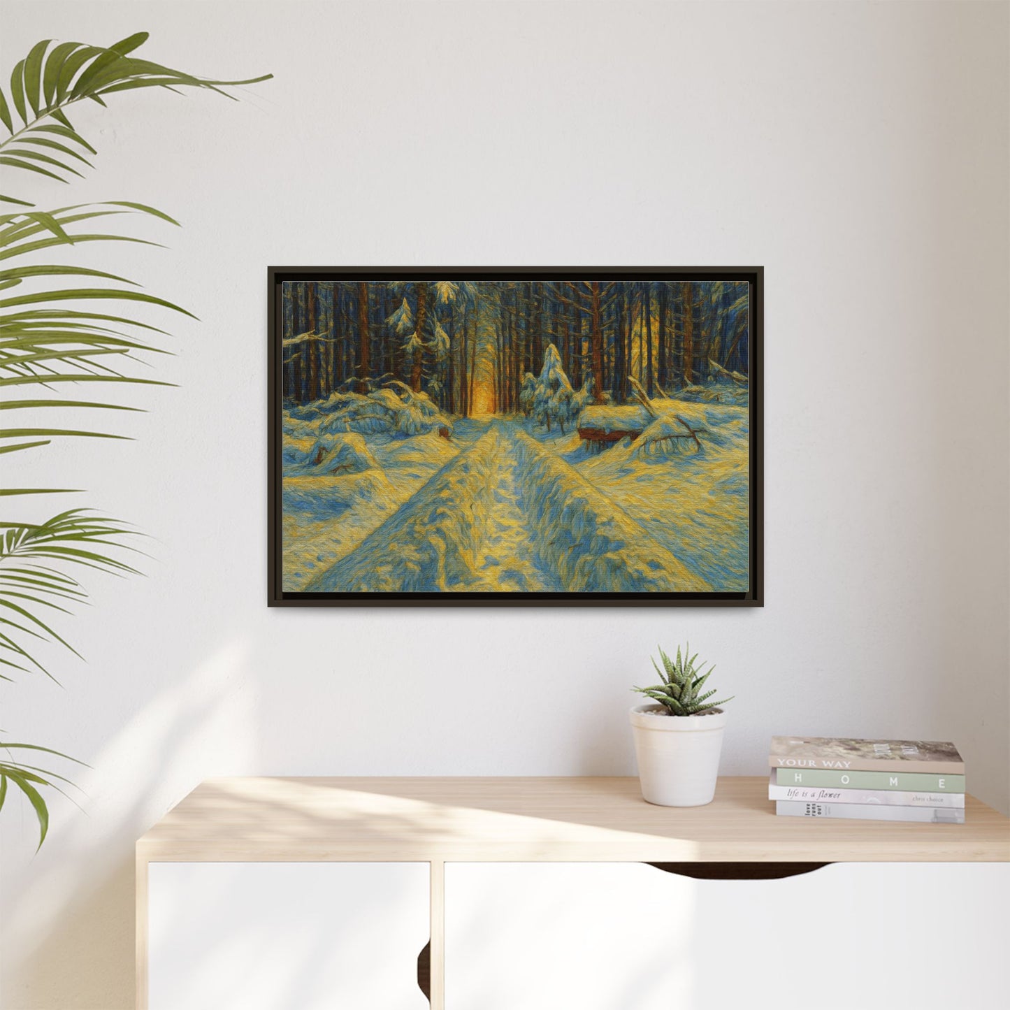Canvas Art, Winter Landscape Wall Decor, Nature Lovers Gift, Seasonal Decor, Holiday Wall Art, Cozy Home Decoration, Framed Matte Canvas - TRV