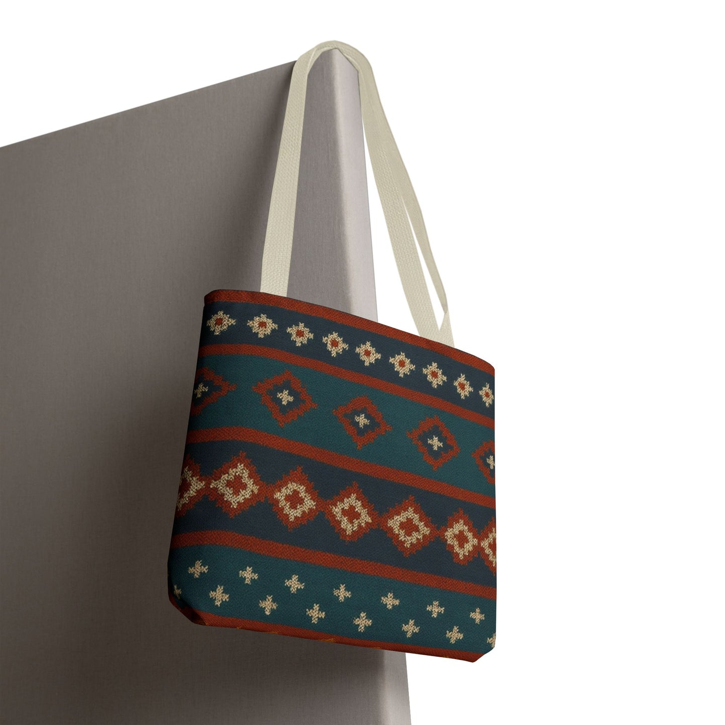 Southwestern Diamond Pattern Tote Bag | Aztec Tribal Geometric Print - TRV