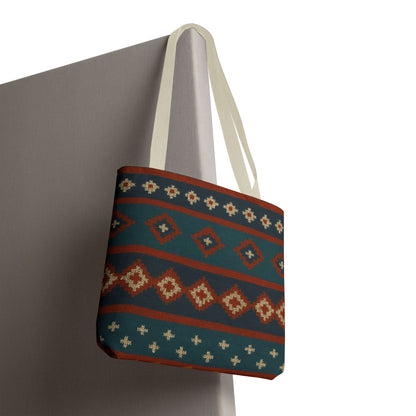 Southwestern Diamond Pattern Tote Bag | Aztec Tribal Geometric Print - TRV