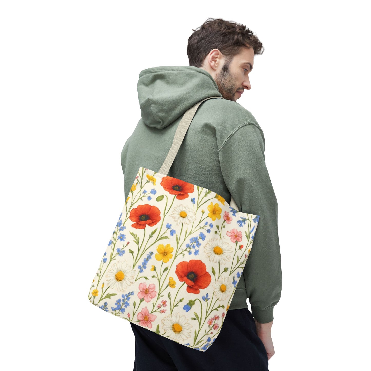 Wildflower Poppy Print Tote Bag | Floral All-Over Pattern