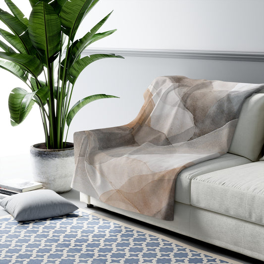 Abstract Sherpa fleece blanket from Printify with a soft, cozy texture and modern abstract design for home decor.