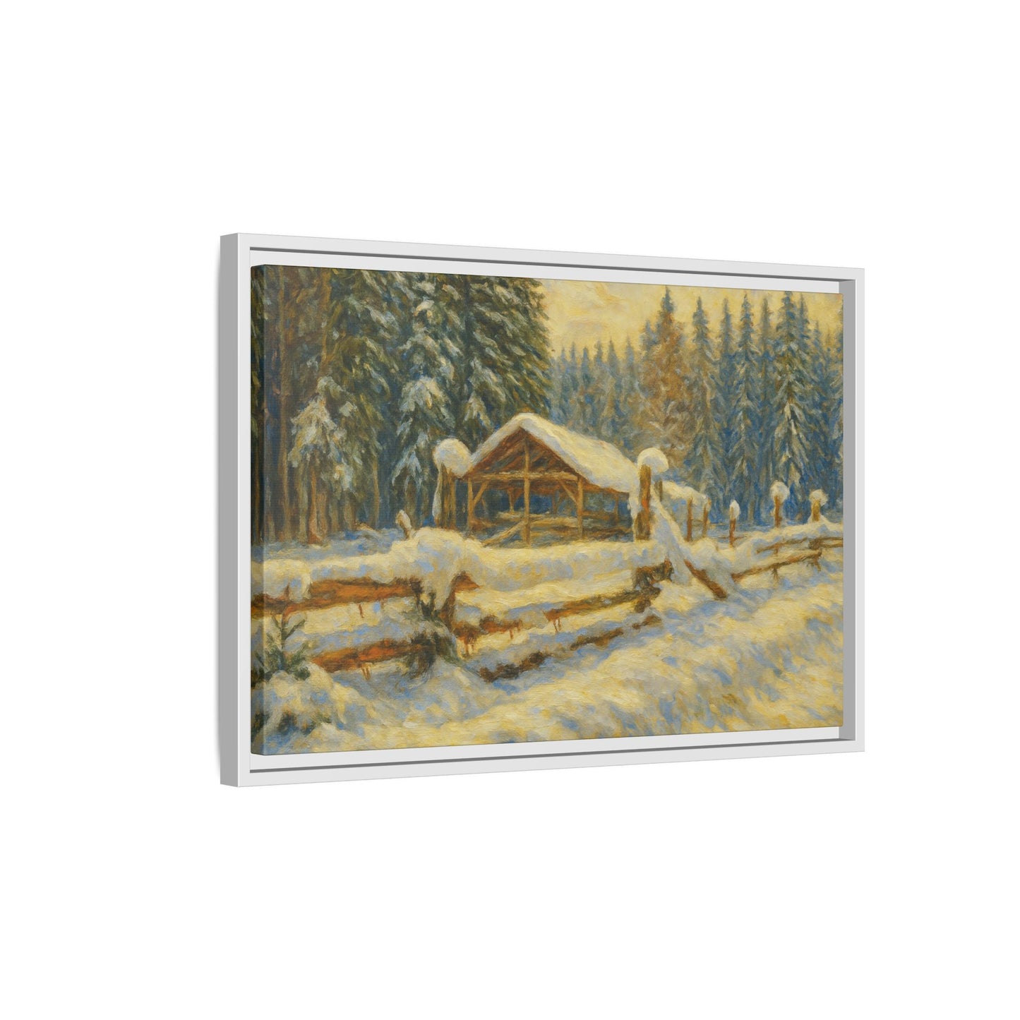 Winter Landscape Framed Canvas Art | Cozy Home Decor | Wall Art for Living Room, Bedroom, Holiday Gift, Rustic Vibes, Art Print - TRV