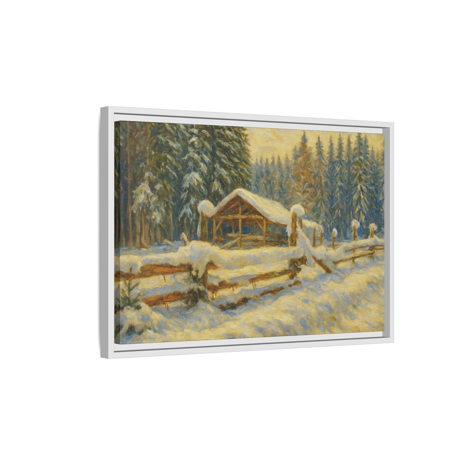 Winter Landscape Framed Canvas Art | Cozy Home Decor | Wall Art for Living Room, Bedroom, Holiday Gift, Rustic Vibes, Art Print - TRV