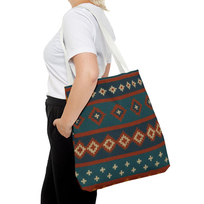 Southwestern Diamond Pattern Tote Bag | Aztec Tribal Geometric Print - TRV