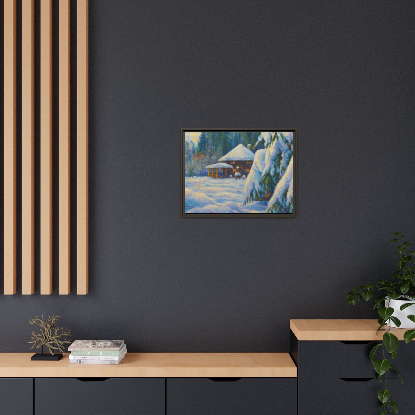 Canvas Art, Winter Scene Home Decor, Seasonal Gift for Art Lovers, Holidays Wall Art, Framed Painting, Matte Print - TRV