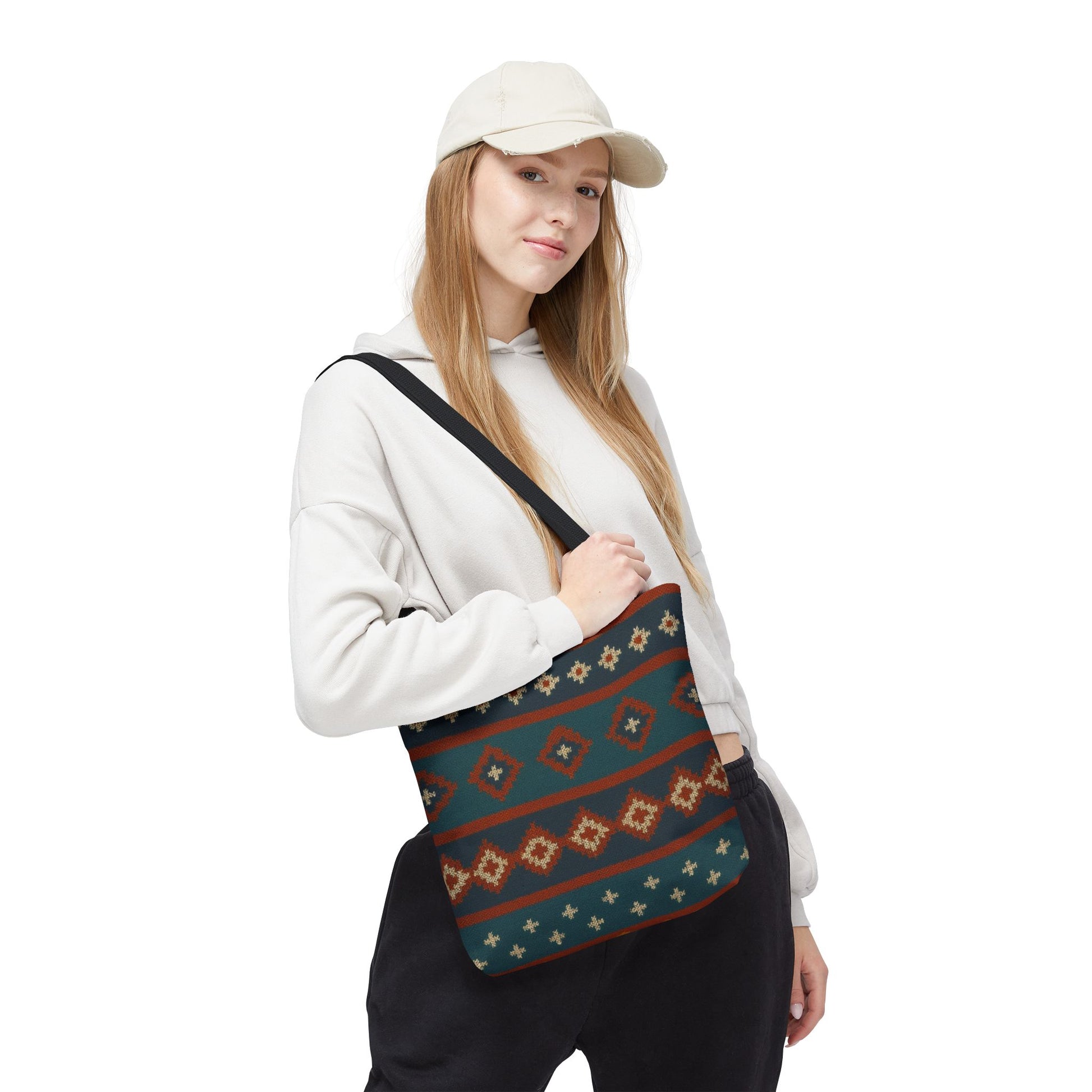 Southwestern Diamond Pattern Tote Bag | Aztec Tribal Geometric Print - TRV
