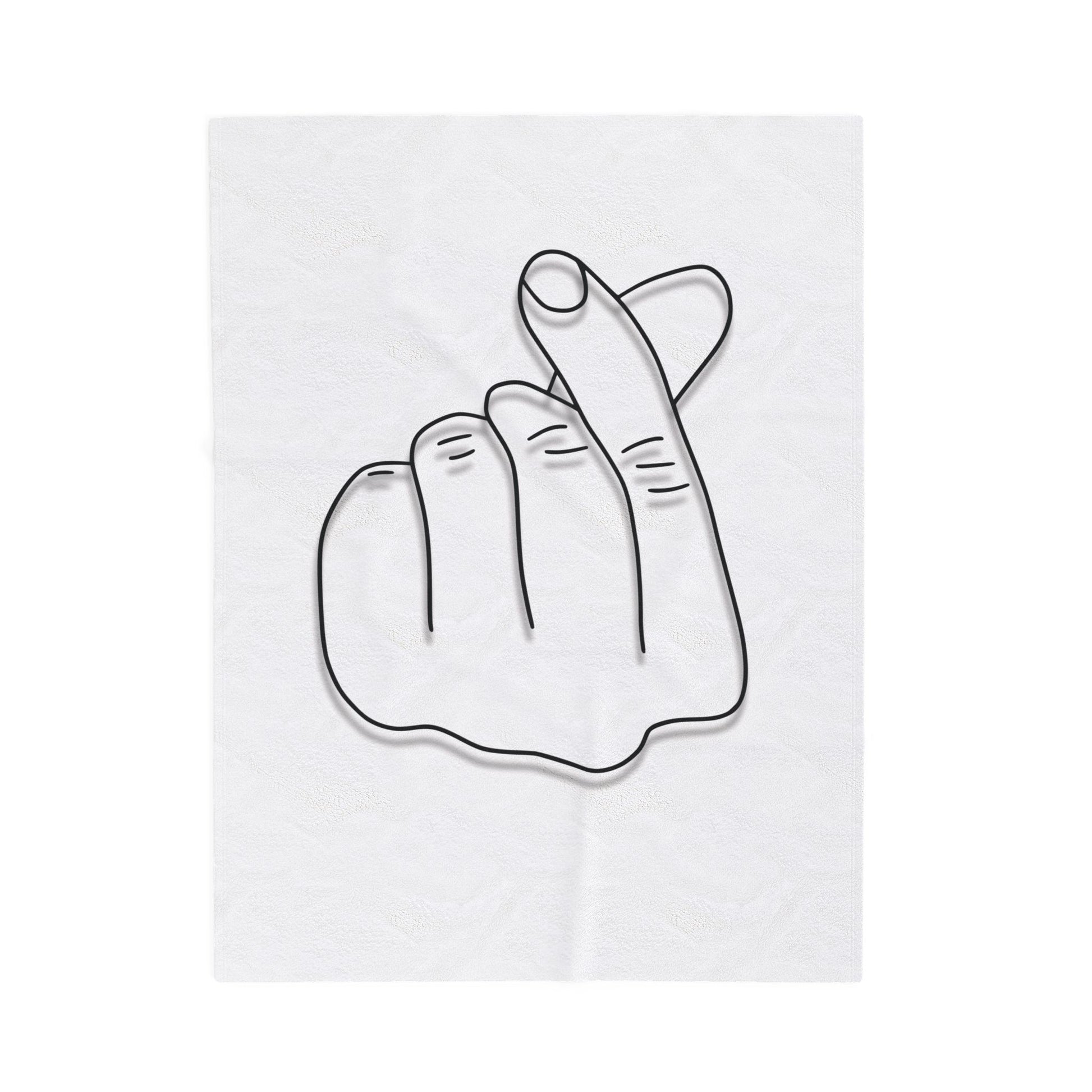 Cozy Velveteen Plush Blanket with Heart Gesture Design - Perfect for Gifts & Home Decor - TRV