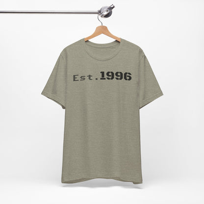 Unisex Jersey Tee - 'Est. 1996' Graphic Shirt, Birthday Gift, Casual Wear, Vintage Style, Retro Fashion, Gift for Him/Her - TRV