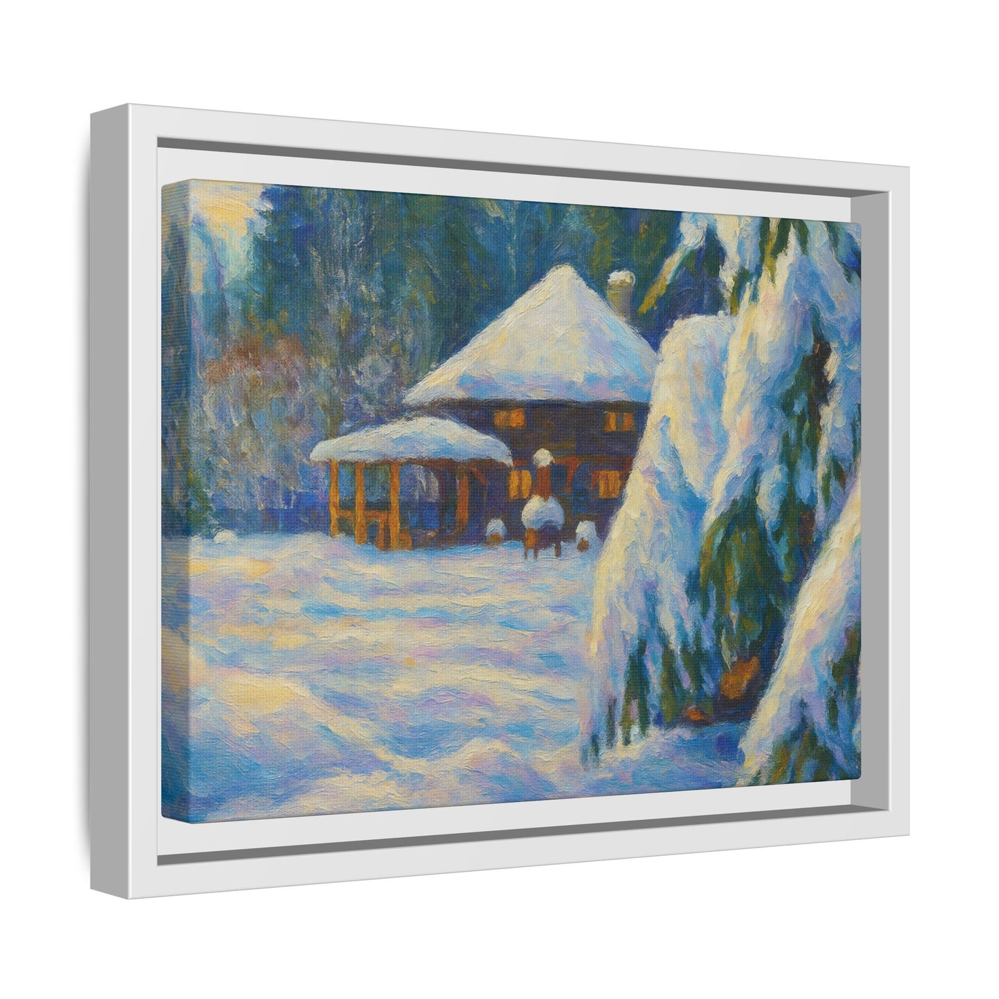 Canvas Art, Winter Scene Home Decor, Seasonal Gift for Art Lovers, Holidays Wall Art, Framed Painting, Matte Print - TRV