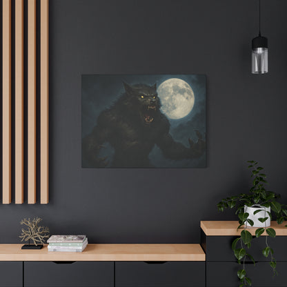 Werewolf Moon Canvas Art | Dark Fantasy Decor for Halloween, Gothic Home, Werewolf Lover Gift, Unique Wall Art, Spooky Decor - TRV