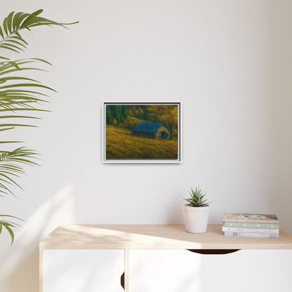 Framed Matte Canvas Print, Rustic Artwork, Farmhouse Decor, Nature Wall Art, Gift for Home, Autumn Decor, Landscape Painting
