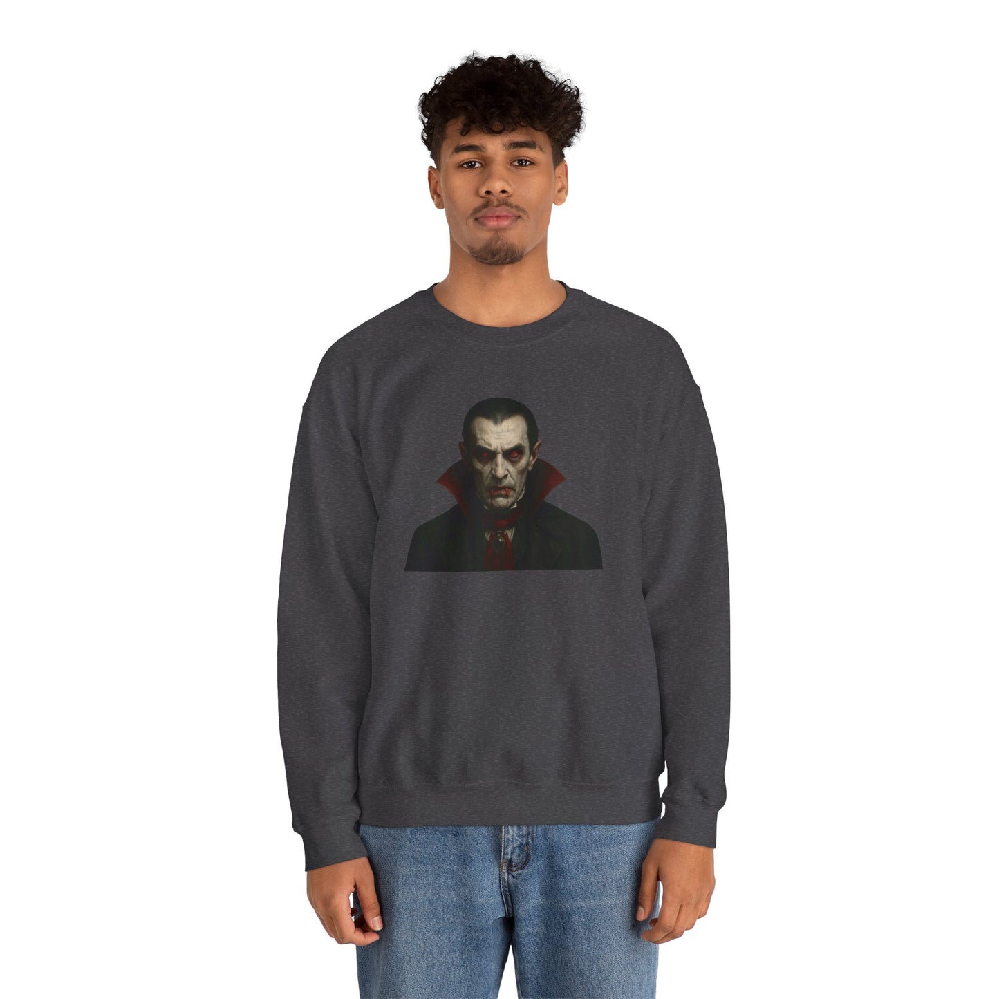 Gothic Horror Sweatshirt, Cozy Vampire Sweatshirt, Spooky Apparel, Halloween Costume Top, Unisex Halloween Sweatshirt