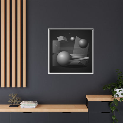 Monochrome Geometric Spheres Canvas Framed Wall Art | Matte Print