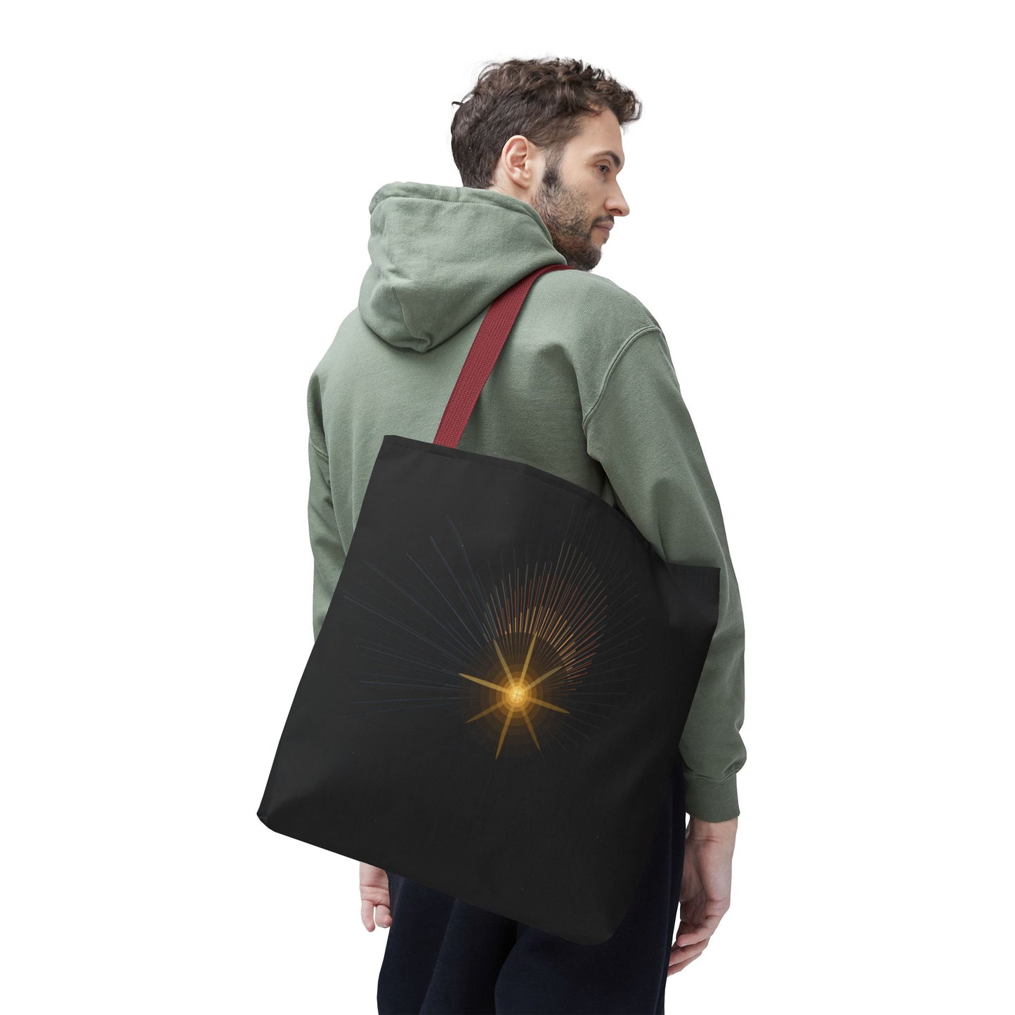 Radiant Starburst Tote Bag | Golden Light Celestial Design - TRV