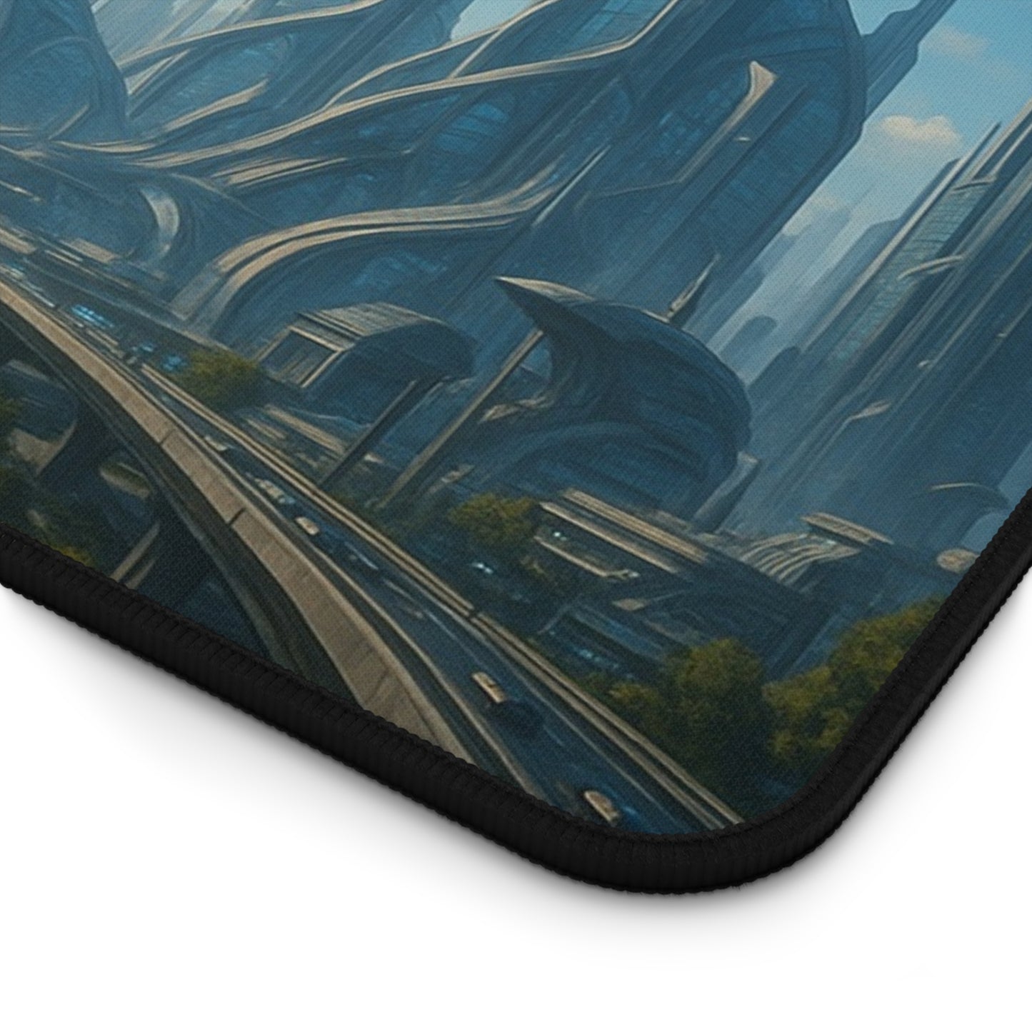 Futuristic Cityscape Desk Mat Sci Fi Skyline Mousepad - TRV