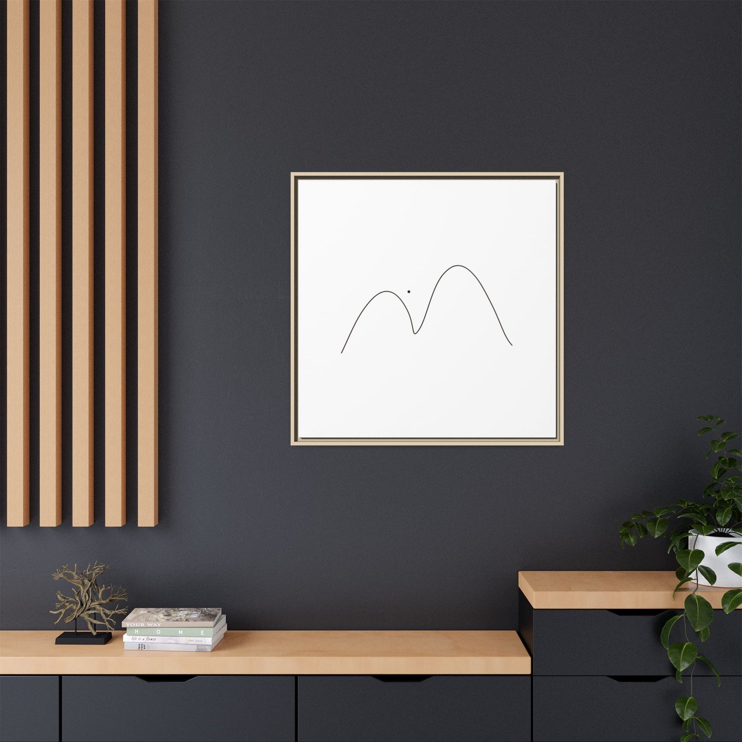 Minimal Line Mountains Matte Canvas Framed