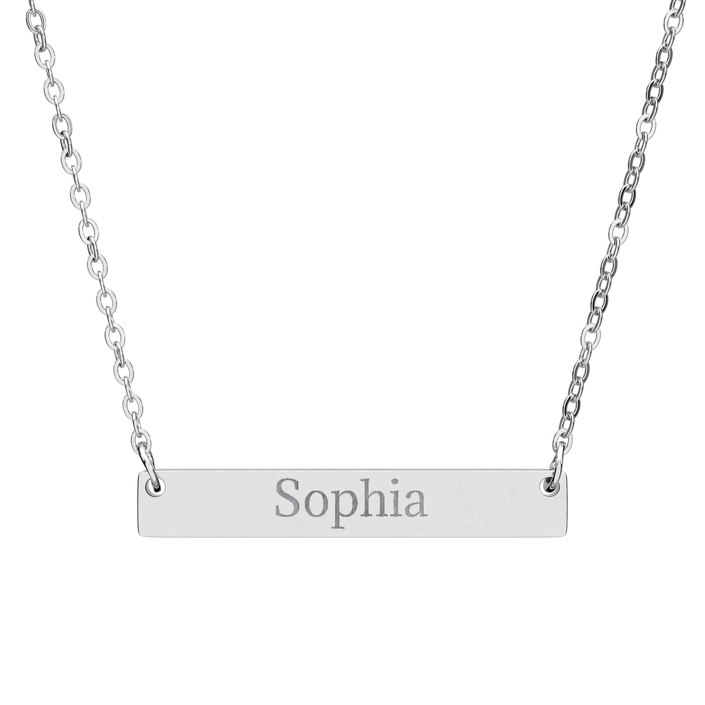 Engraved Name Bar Necklace, Horizontal Bar Necklace | Personalized Jewelry - TRV