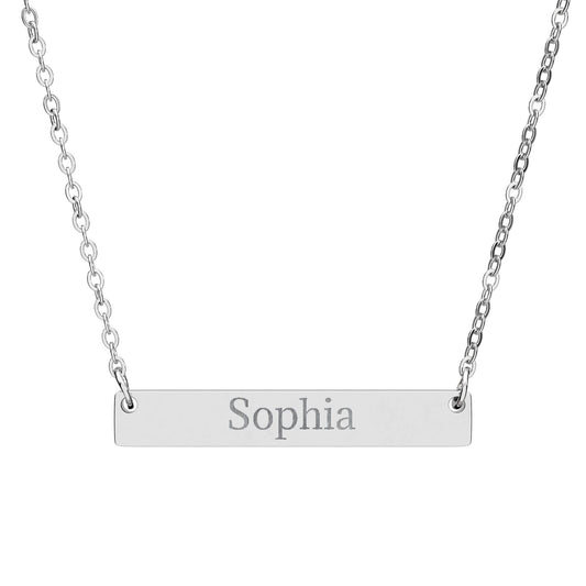 Engraved Name Bar Necklace, Horizontal Bar Necklace | Personalized Jewelry - TRV