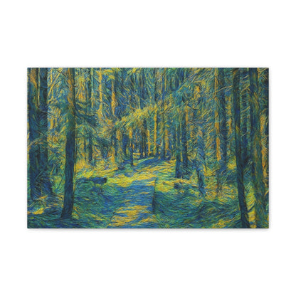 Sunlit Forest Path Canvas – Impressionist Woodland Wall Art