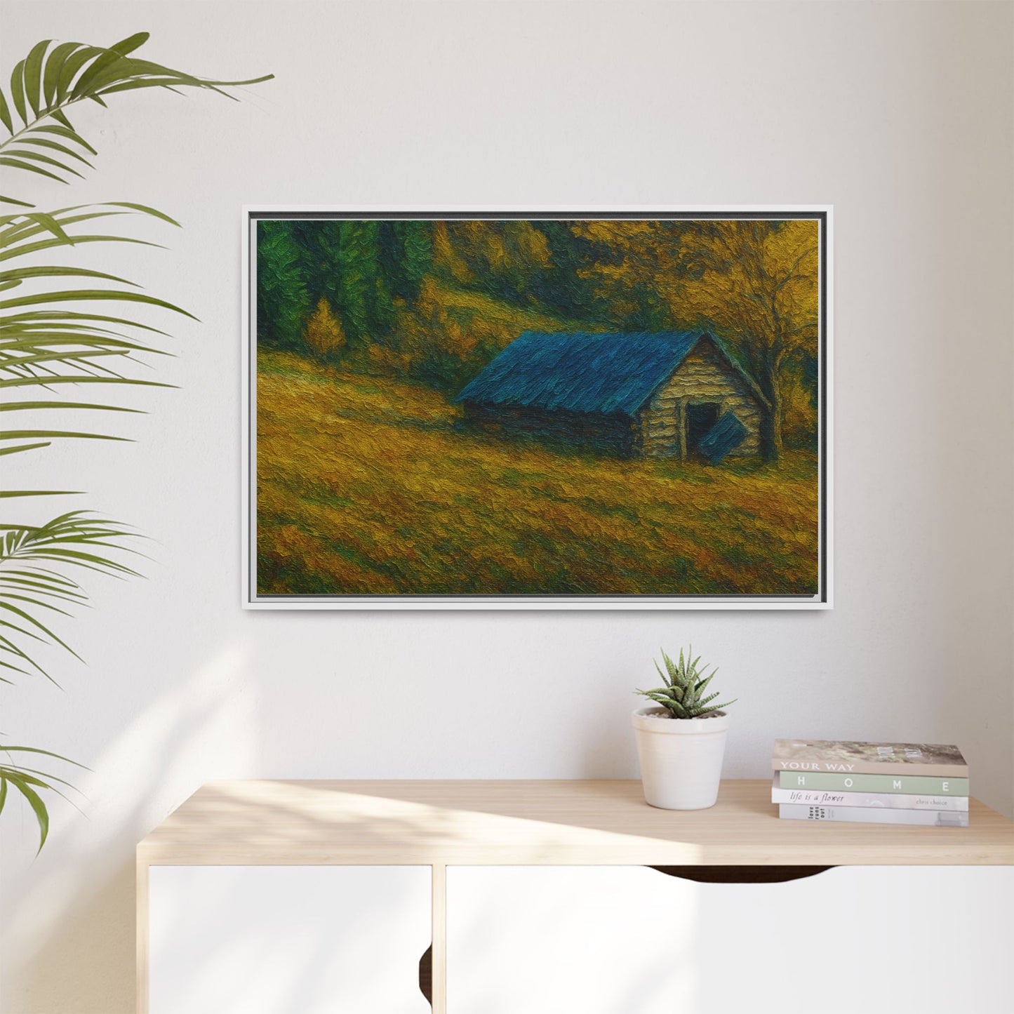 Framed Matte Canvas Print, Rustic Artwork, Farmhouse Decor, Nature Wall Art, Gift for Home, Autumn Decor, Landscape Painting