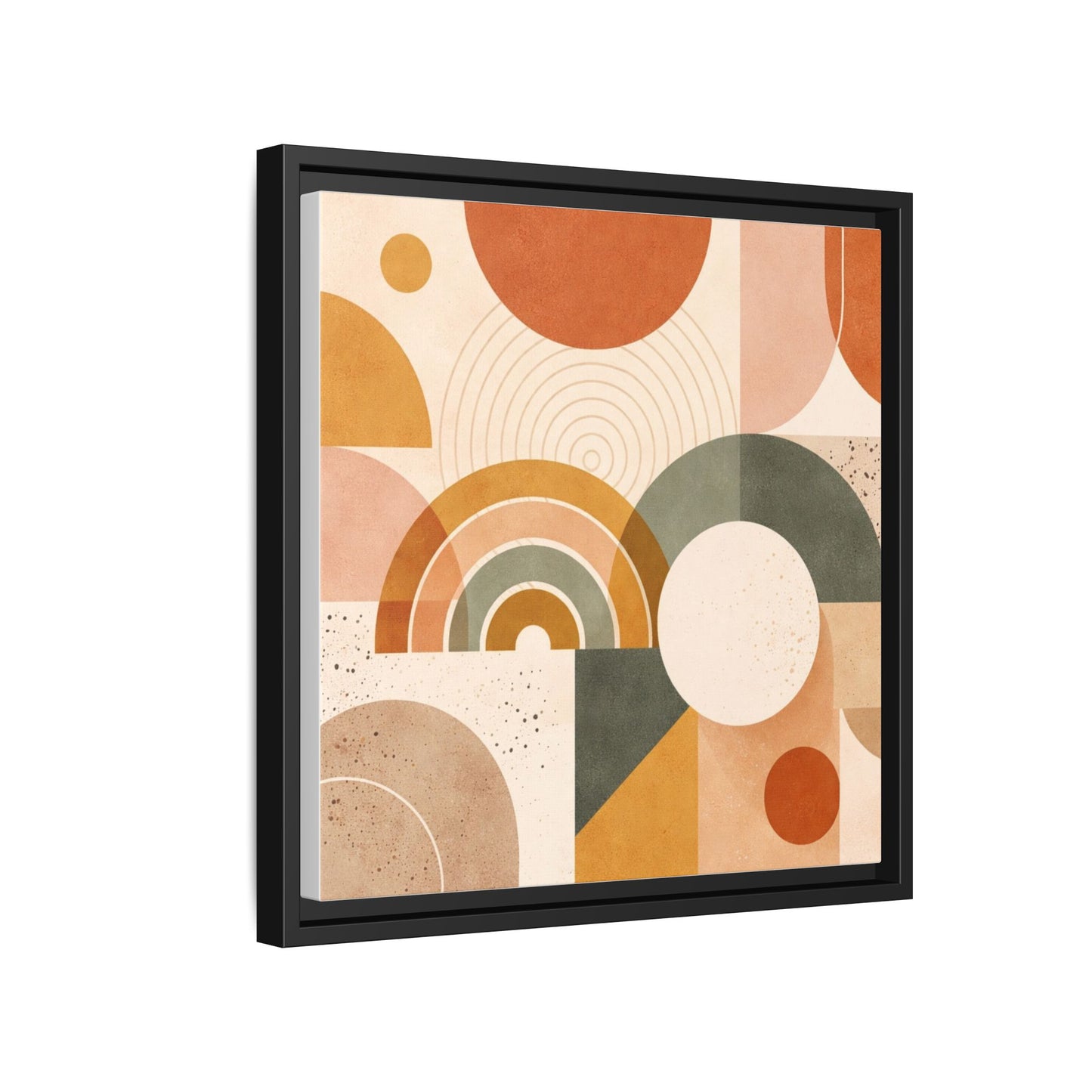 Abstract Terracotta Geometric Rainbow Matte Canvas Framed