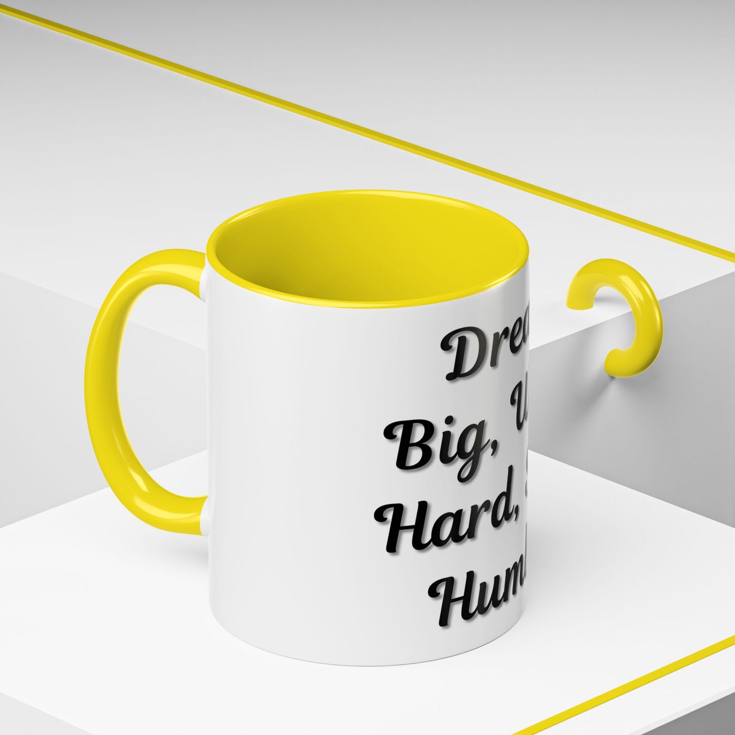 Inspirational Accent Coffee Mug - "Dream Big, Work Hard, Stay Humble" - Motivational 11/15oz - TRV