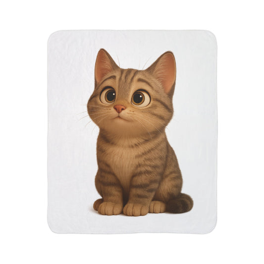 Cozy Cat Fleece Sherpa Blanket, Cute Pet Decor, Cat Lover Gift, Warm Throw Blanket, Home Essentials, Animal Lover Blanket - TRV
