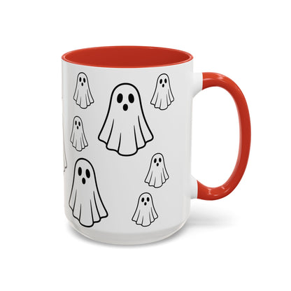 Cute Ghost Accent Coffee Mug, Halloween Mug, Spooky Drinkware, Gift for Ghost Lovers, Seasonal Decor, Unique Coffee Cup - TRV