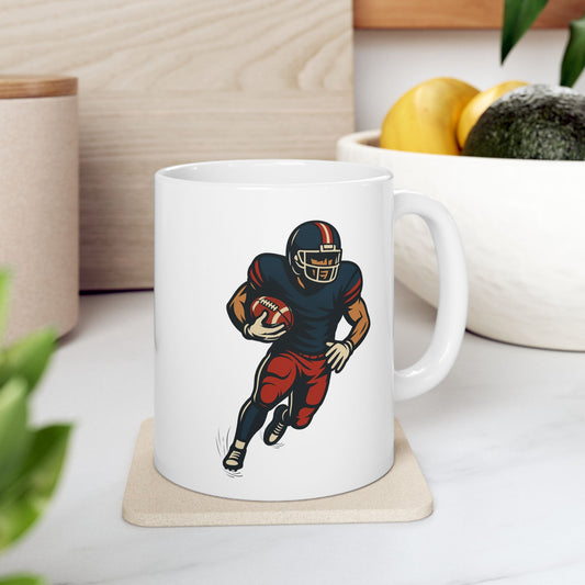 Football Player Ceramic Mug, Sports Fan Gift, Football Lover Coffee Cup, Game Day Drinkware, Quarterback Tea Mug, Touchdown Fan Decor,