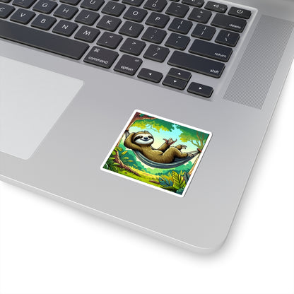 Chill Sloth Kiss-Cut Stickers | Cute Animal Art, Laptop, Water Bottle, Journal Decor, Gift for Sloth Lovers