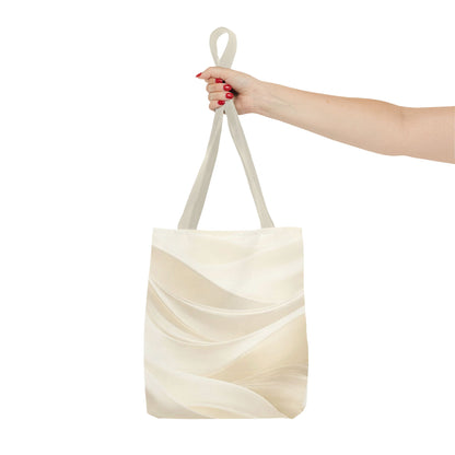 Cream Abstract Waves Tote Bag | Neutral Swirl Pattern