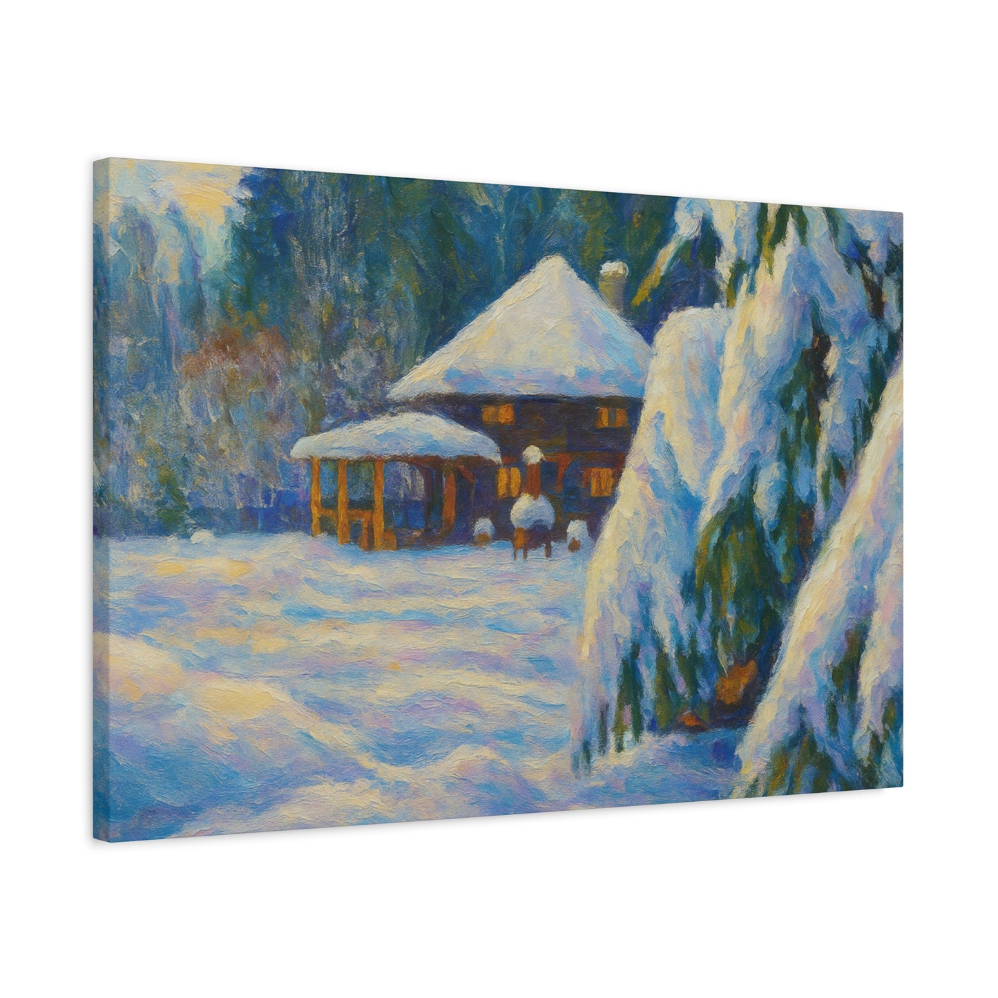 Winter Landscape Canvas Wall Art, Cozy Home Decor, Christmas Gift, Seasonal Artwork, Impressionist Style - TRV