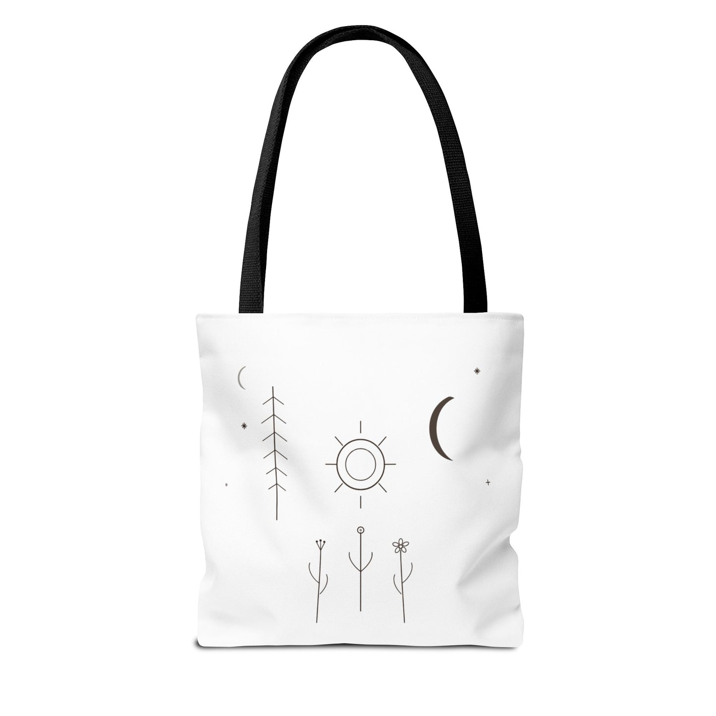 Minimal Moon and Sun Botanical Tote | Celestial Line Art Bag