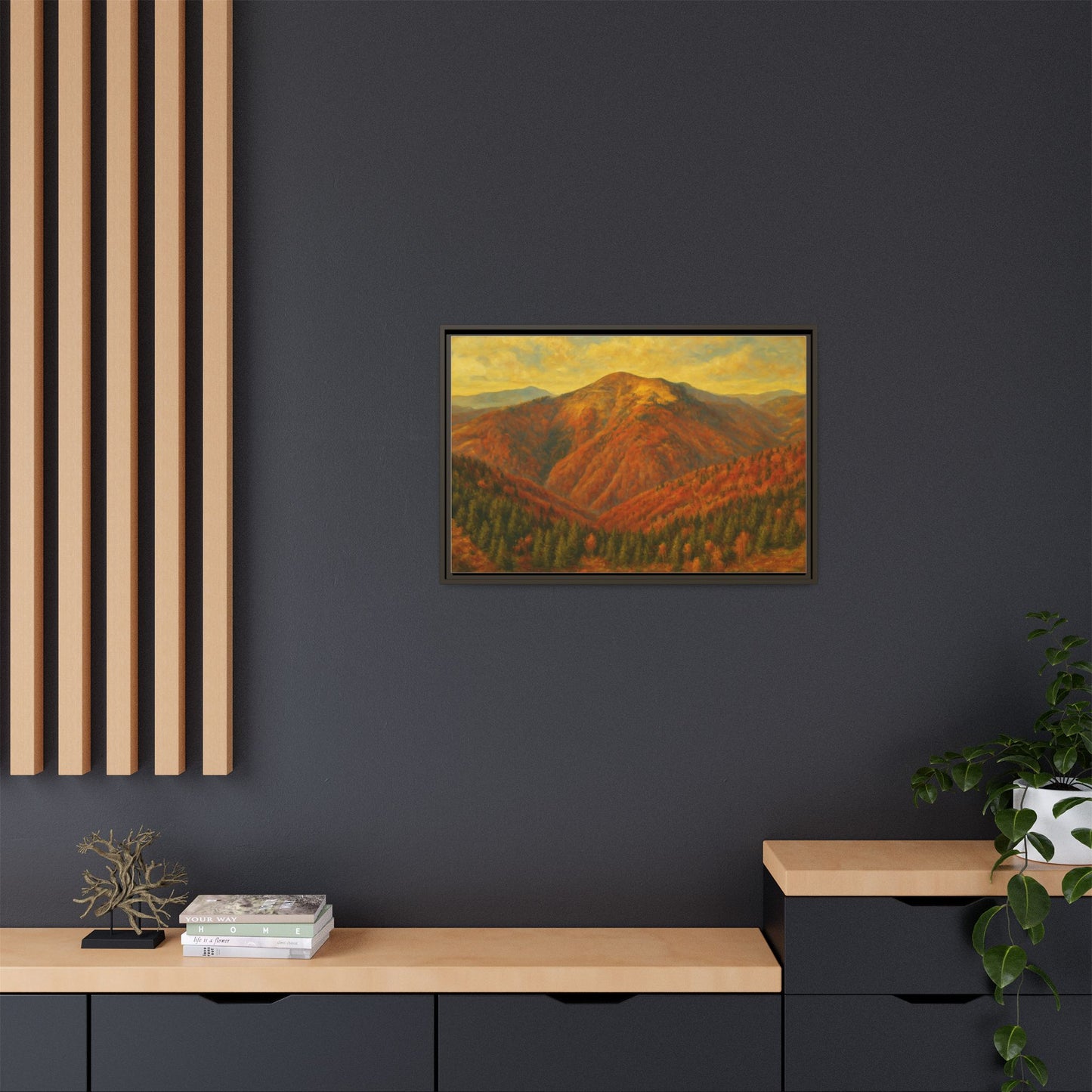 Autumn Landscape Wall Art, Cozy Home Decor, Nature Print, Framed Canvas, Fall Decorations, Gift Idea for Art Lovers - TRV