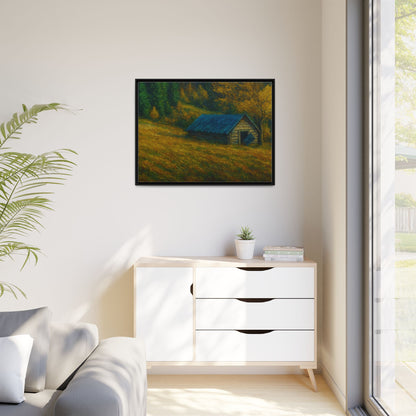Framed Matte Canvas Print, Rustic Artwork, Farmhouse Decor, Nature Wall Art, Gift for Home, Autumn Decor, Landscape Painting