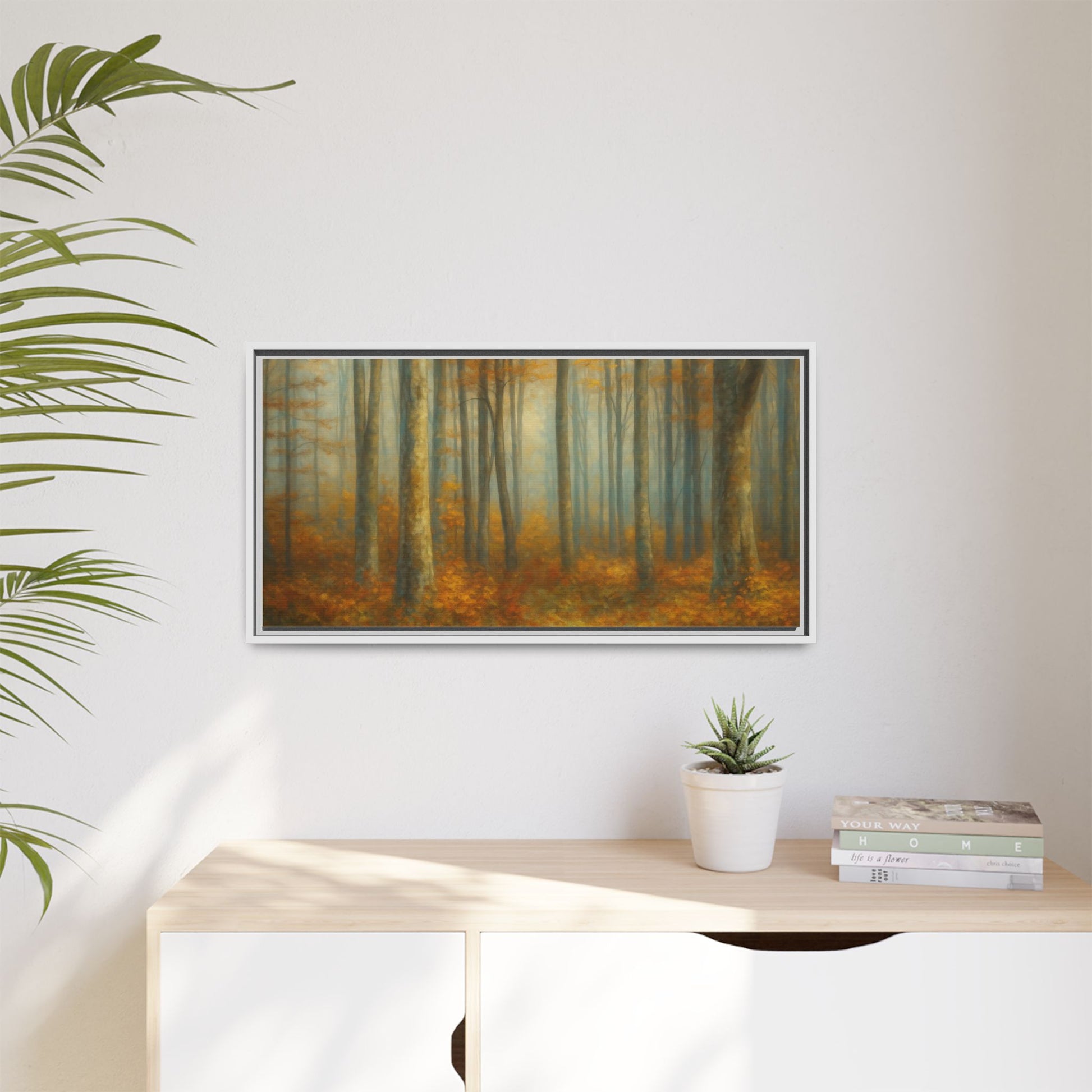 Autumn Forest Canvas Art, Framed Wall Decor, Rustic Home Decor, Nature Artwork, Gift for Nature Lovers - TRV