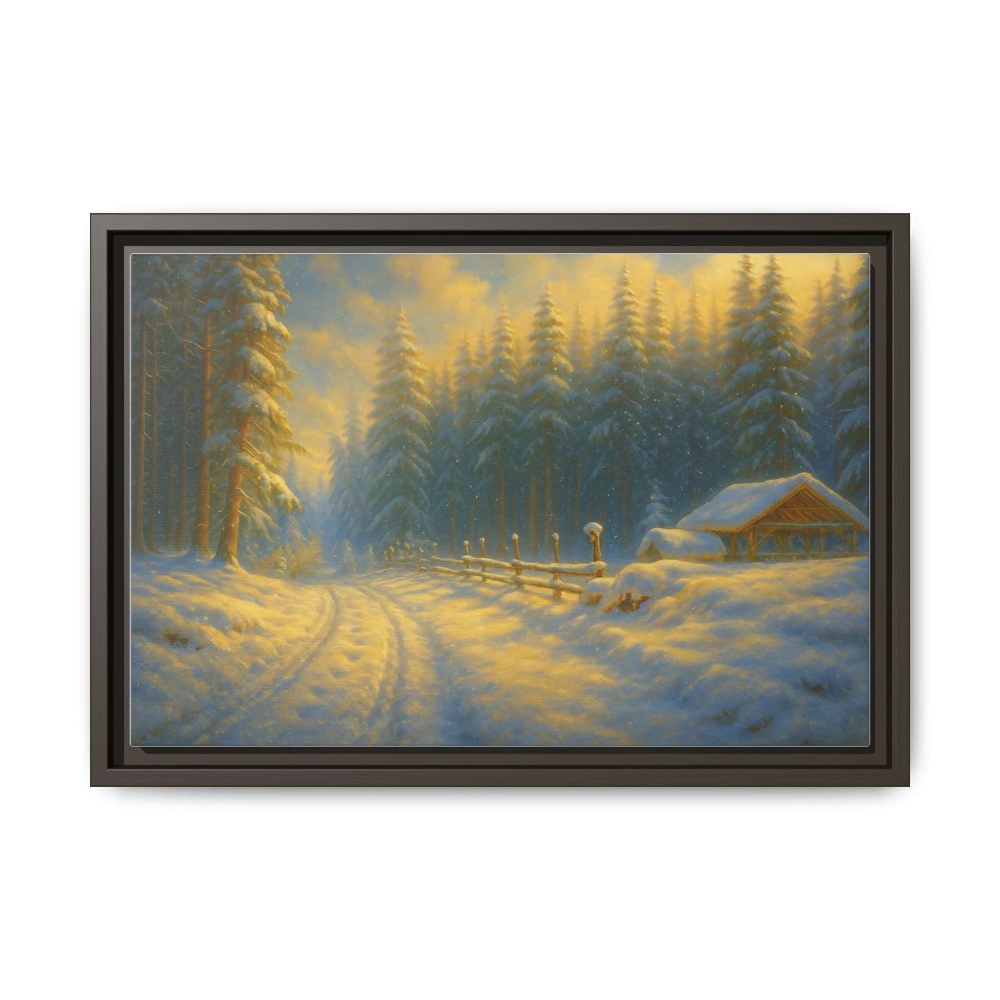 Wall Art Print, Winter Cabin Decor, Nature Scene, Holiday Gift, Cabin Vibes, Christmas Decoration, Matte Canvas, Framed - TRV